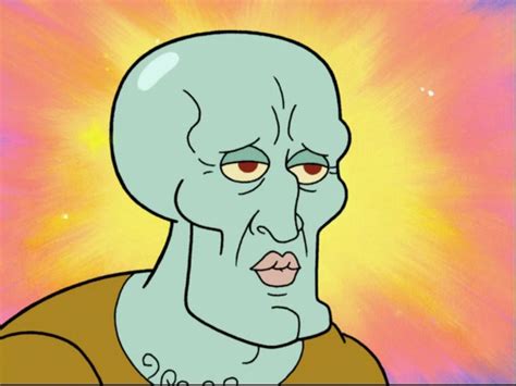 handsome squidward meme template.